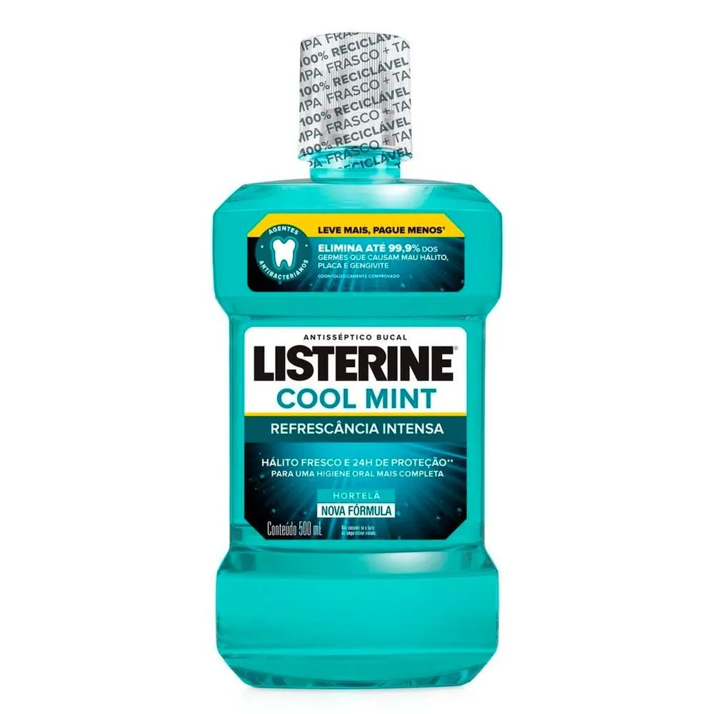 ANTISSEPTICO BUCAL LISTERINE COOL MINT COM ALCOOL 500ML