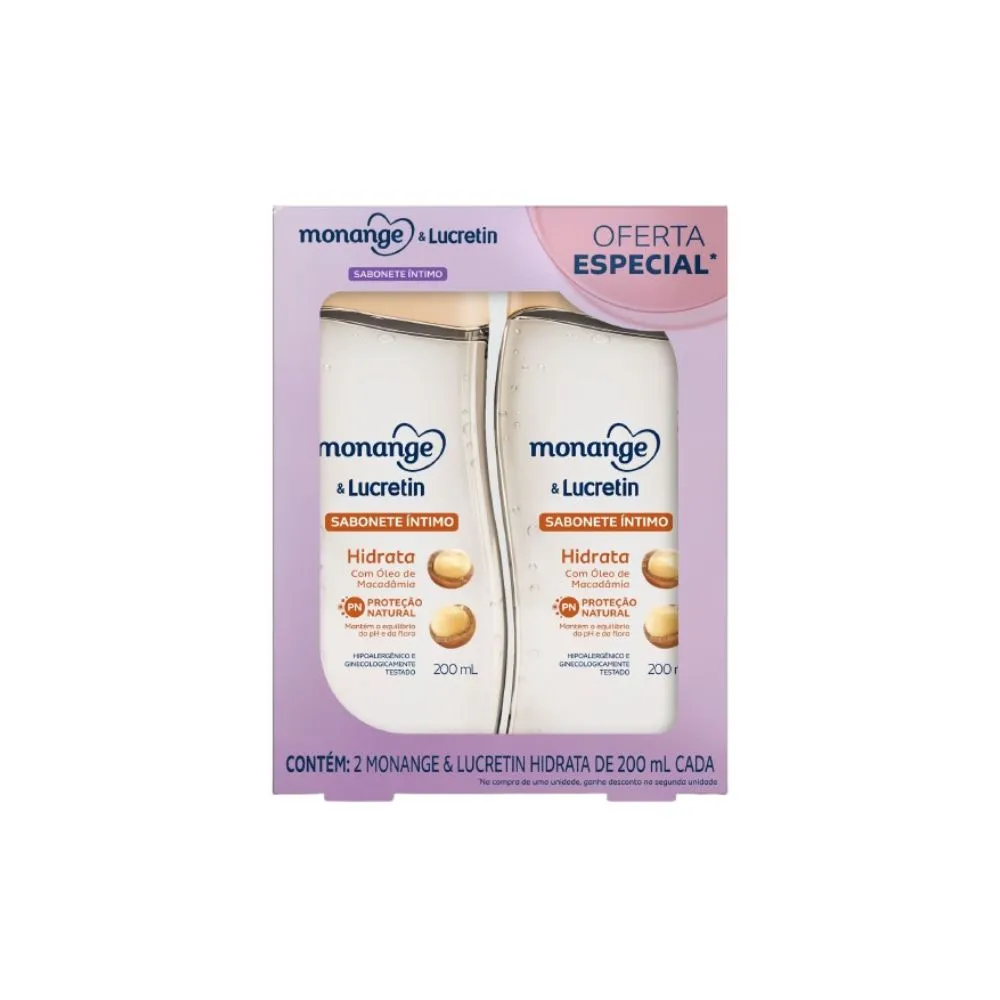 KIT SABONETE INTIMO MONANGE LUCRETIN HIDRATA 2X200ML