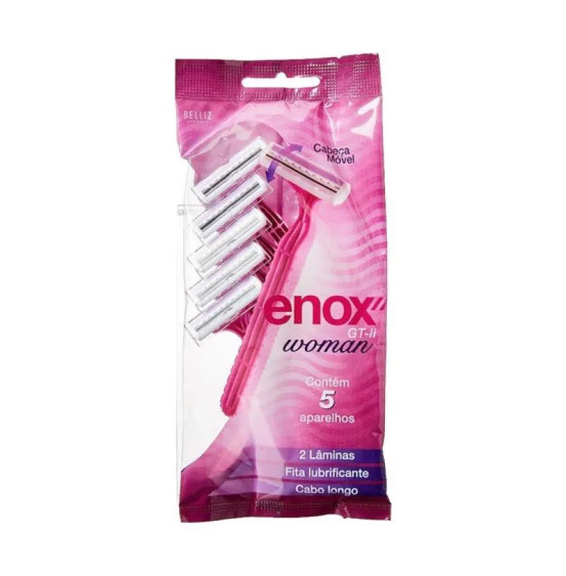 APARELHO DE BARBEAR ENOX 2 LAMINAS FEMININO PACOTE 5U