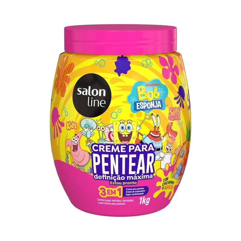 CREME PENTEAR SALONLINE 3EM1 KIDS DEFINICAO MAXIMA BOB ESPONJA 1KG