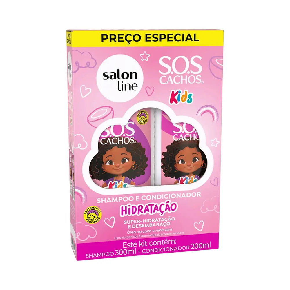 KIT SH 300ML+COND 200ML SALONLINE SOS KIDS HIDRATACAO