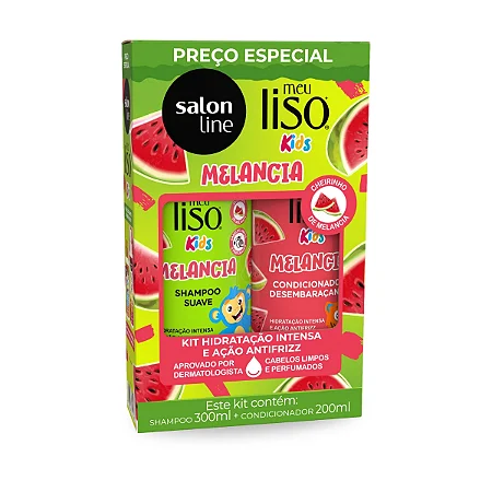 KIT SH 300ML+COND 200ML SALONLINE MEU LISO KIDS MELANCIA