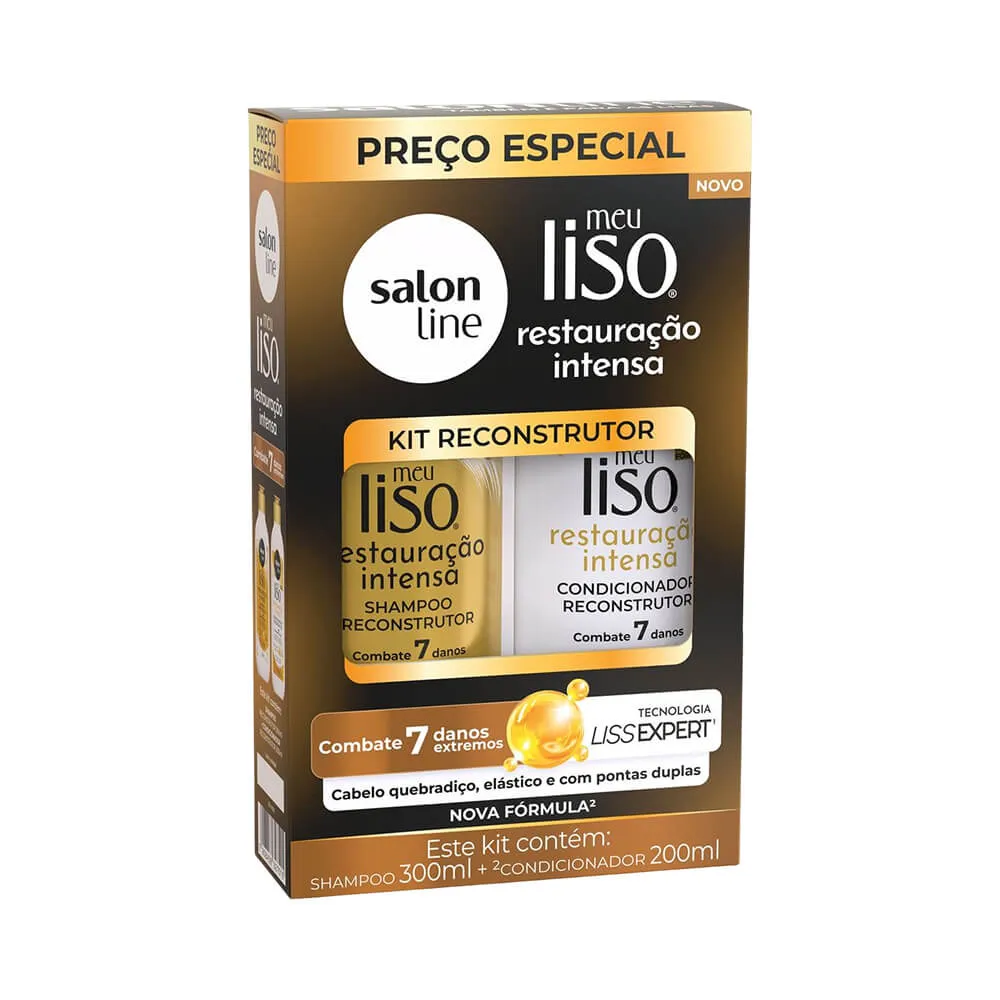 KIT SH 300ML+COND 200ML SALONLINE MEU LISO RESTAURACAO INTENSA