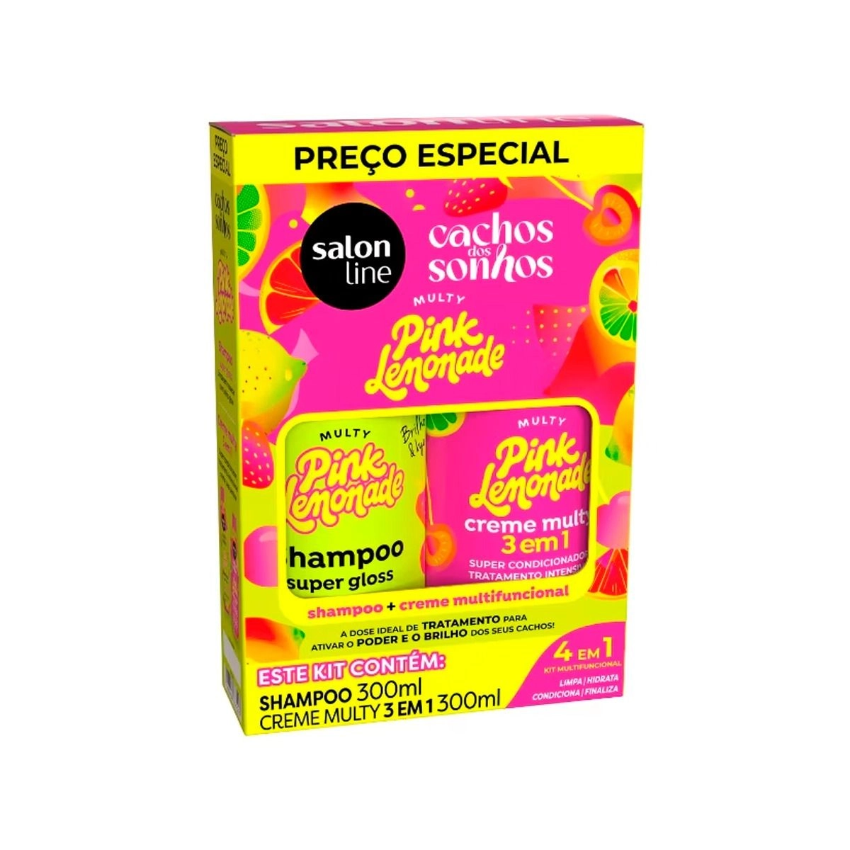 KIT SH 300ML+CR MULTIFUNCIONAL 300ML SALONLINE MULTY PINK LEMONADE