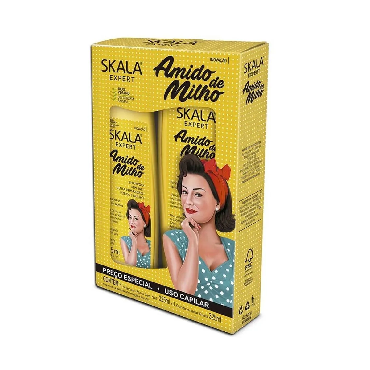 KIT SHAMPOO+CONDICIONADOR 325ML SKALA AMIDO DE MILHO