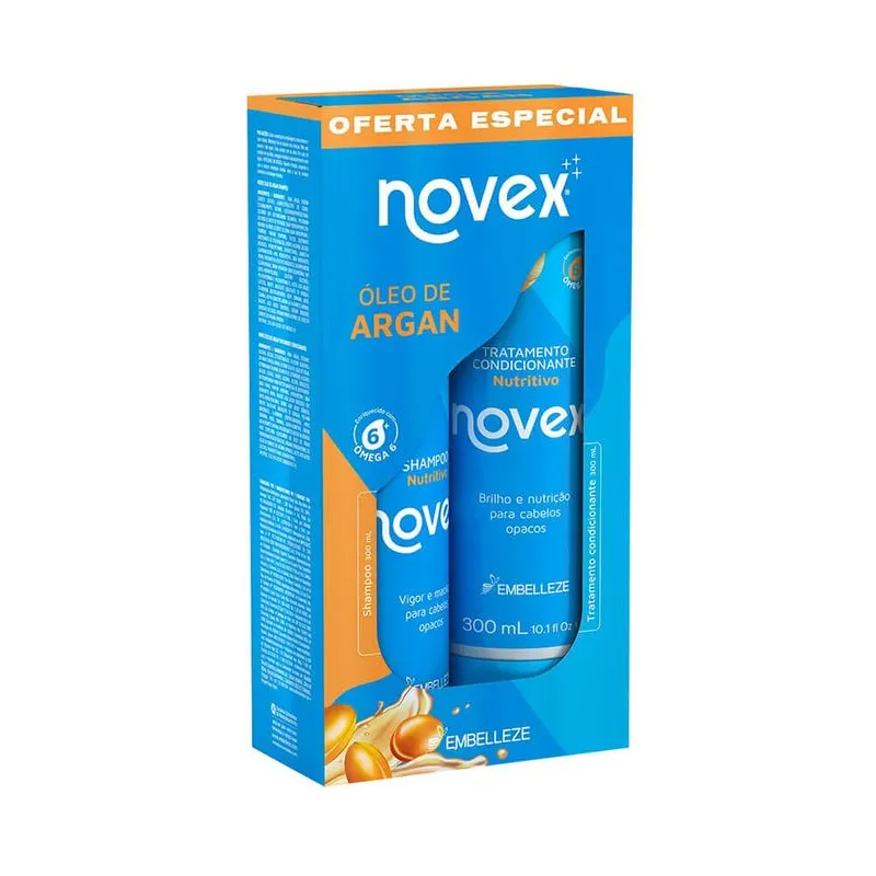 KIT SHAMPOO+CONDICIONADOR 300ML NOVEX OLEO DE ARGAN