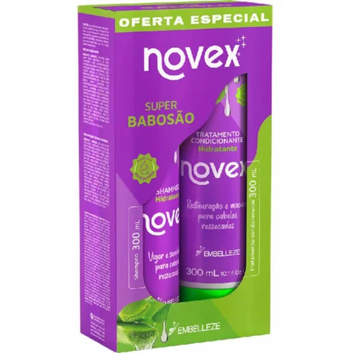 KIT SHAMPOO+CONDICIONADOR 300ML NOVEX SUPER BABOSAO