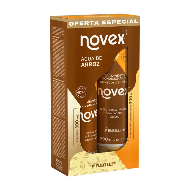 KIT SHAMPOO+CONDICIONADOR 300ML NOVEX AGUA DE ARROZ