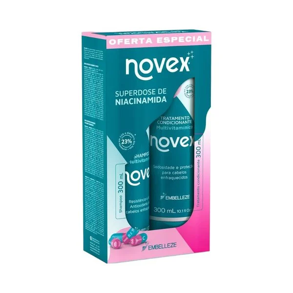 KIT SHAMPOO+CONDICIONADOR 300ML NOVEX SUPERDOSE DE NIACINAMIDA