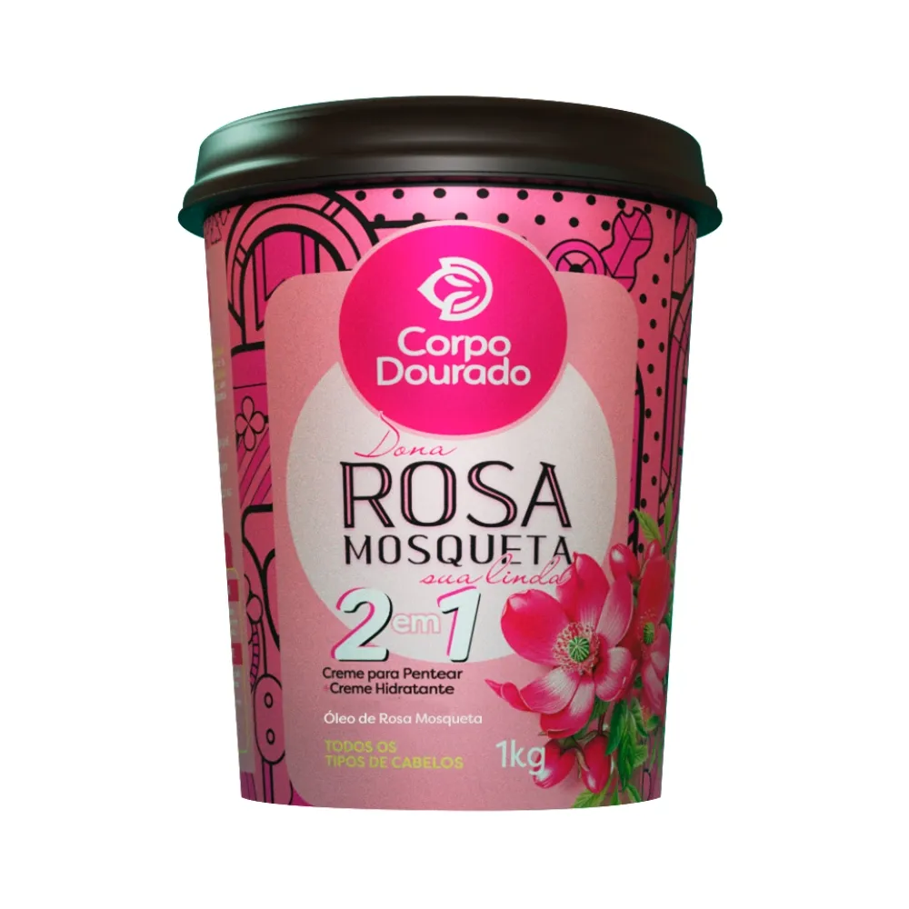 CREME CABELO 2EM1 CORPO DOURADO ROSA MOSQUETA 1KG