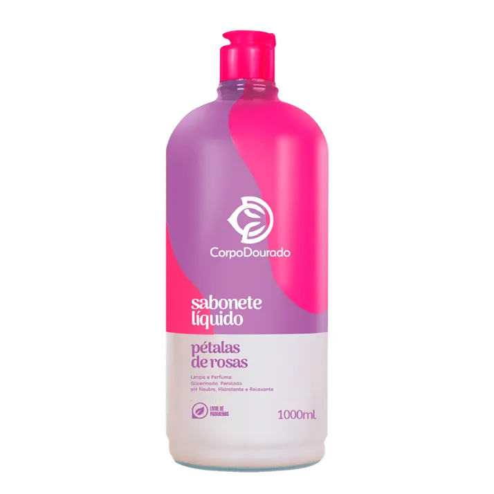 SABONETE LIQUIDO CORPO DOURADO PETALAS DE ROSA 1L