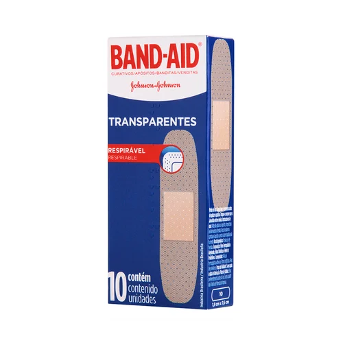 CURATIVO BAND-AID TRANSPARENTE COM 10U
