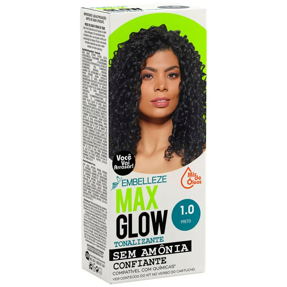 TINTURA MAX GLOW SEM AMONIA PRETO 1.0