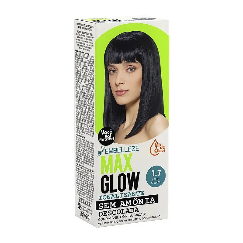 TINTURA MAX GLOW SEM AMONIA PRETO AZULADO 1.7