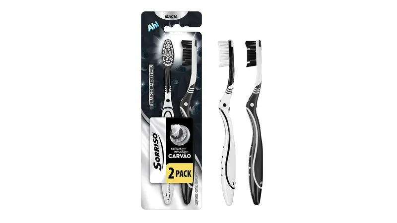 ESCOVA DENTAL SORRISO CARVAO MACIA COM 2U