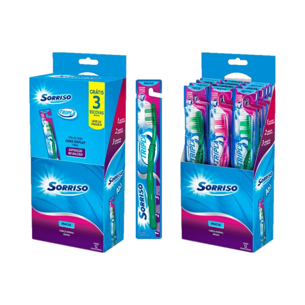ESCOVA DENTAL SORRISO TRIPLA 123 MACIA LV12PG9