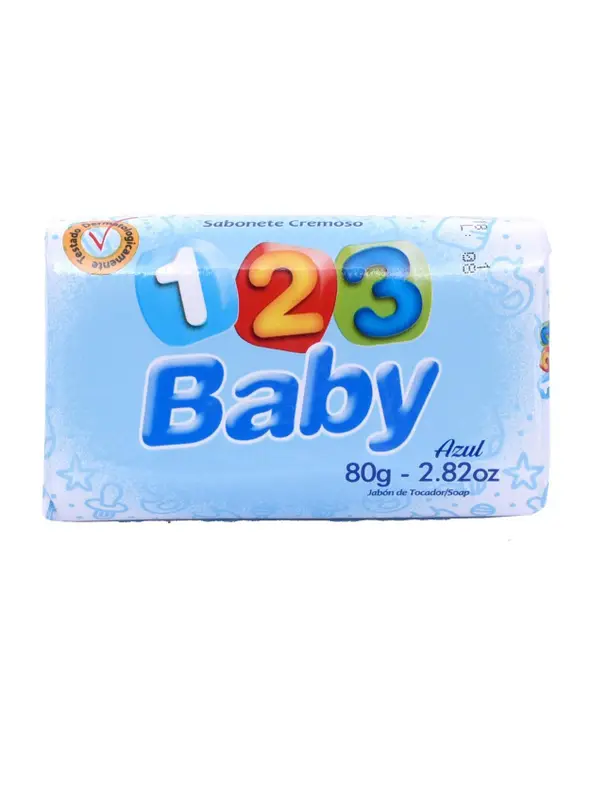 SABONETE INFANTIL 123 BABY AZUL 80G