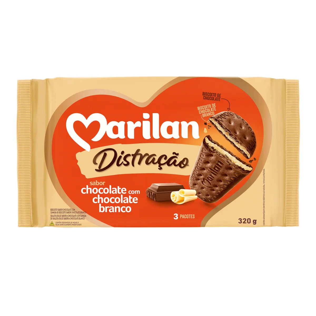 BISCOITO MARILAN DISTRACAO CHOCOLATE BRANCO 320G