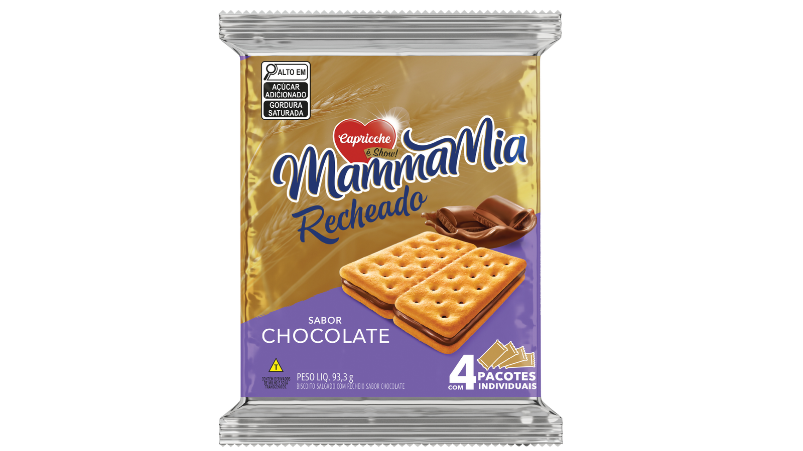 BISCOITO SALGADO RECHEADO CAPRICCHE CHOCOLATE 93G