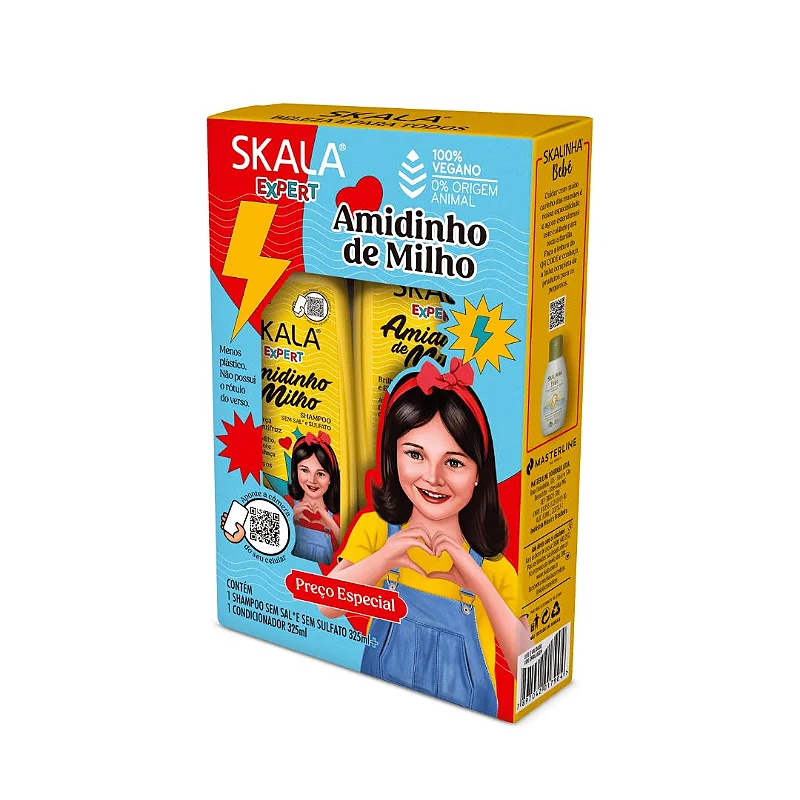 KIT SHAMPOO 325ML+CONDICIONADOR 200ML SKALA AMIDINHO DE MILHO