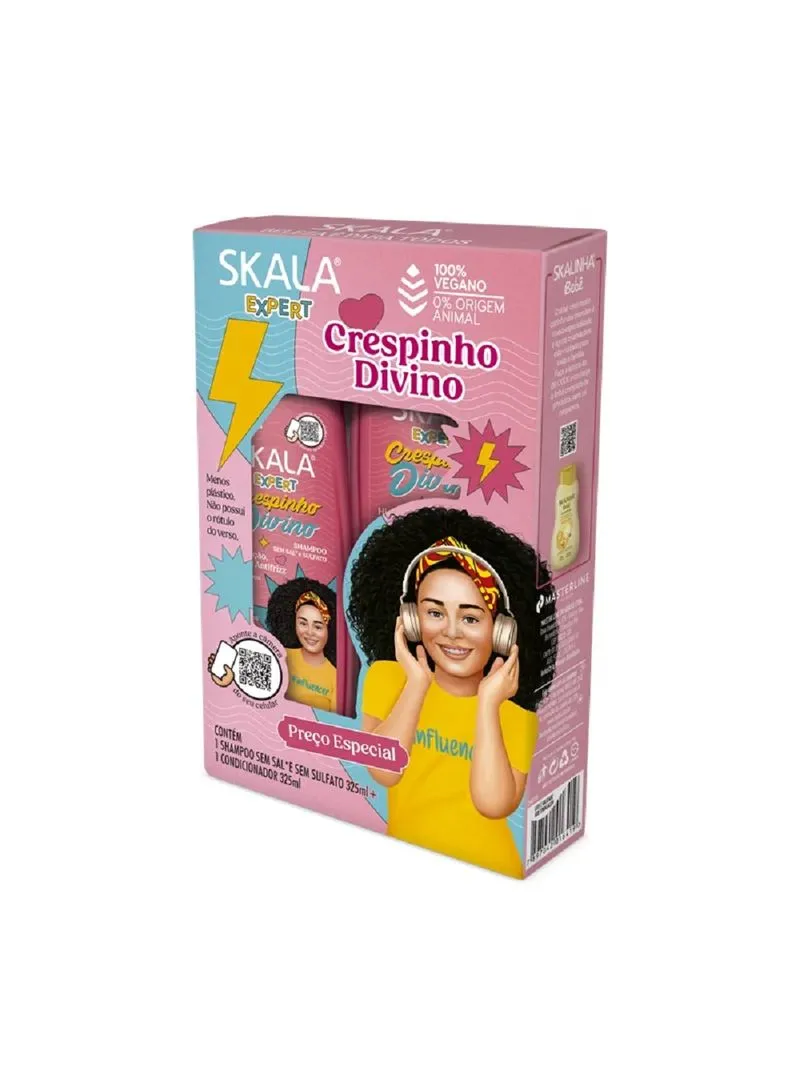 KIT SHAMPOO 325ML+CONDICIONADOR 200ML SKALA CRESPINHO DIVINO