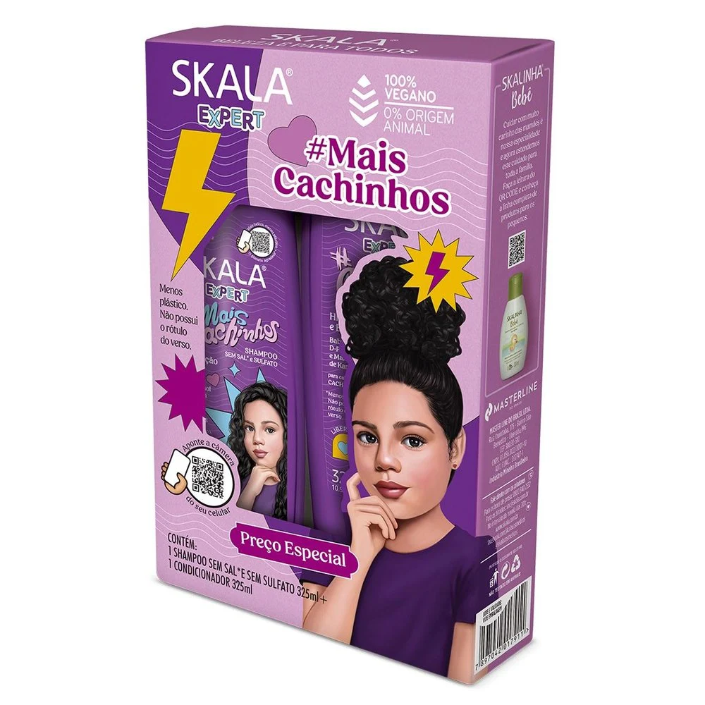 KIT SHAMPOO 325ML+CONDICIONADOR 200ML SKALA MAIS CACHINHOS