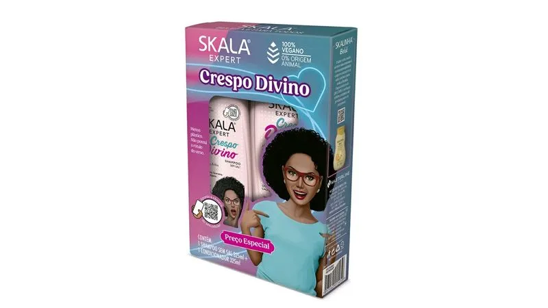 KIT SHAMPOO 325ML+CONDICIONADOR 200ML SKALA CRESPO DIVINO