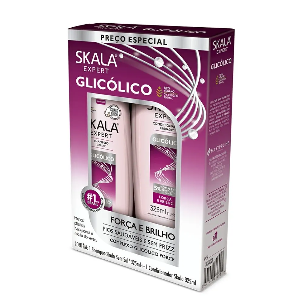 KIT SHAMPOO 325ML+CONDICIONADOR 200ML SKALA GLICOLICO
