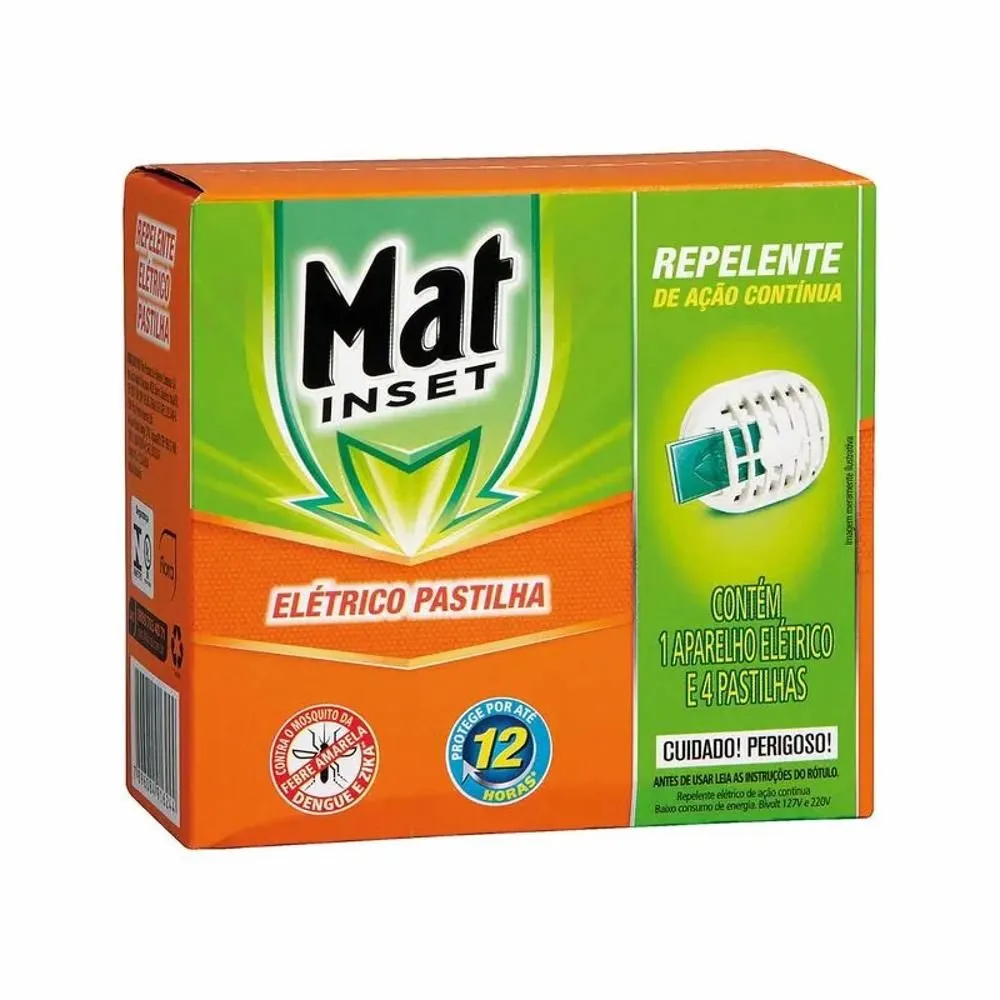 APARELHO REPELENTE ELETRICO MAT INSET 12HRS BIVOLT COM 4 PASTILHAS