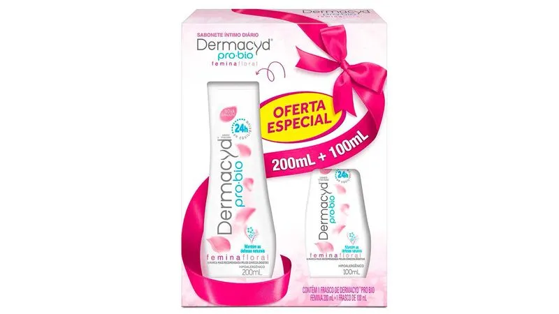 KIT SAB LIQUIDO INTIMO 200ML+SAB LIQUIDO INTIMO 100ML FLORAL DERMACYD