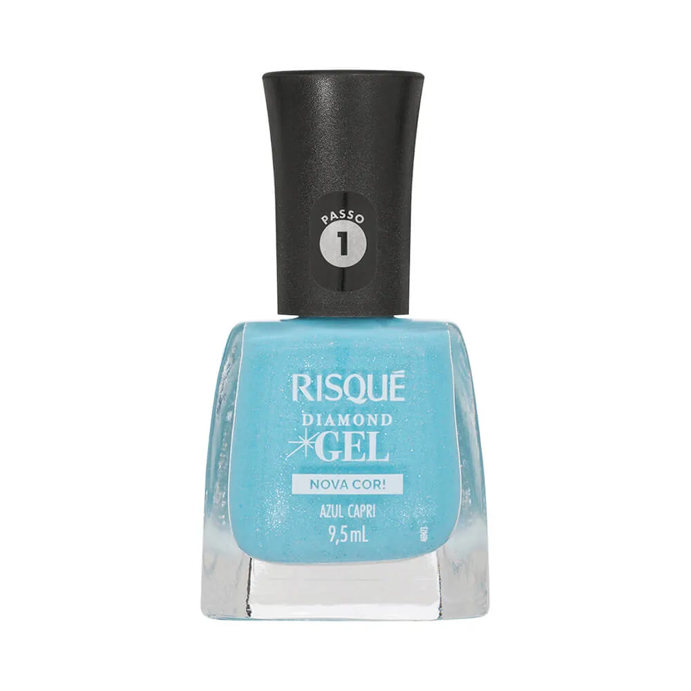 ESMALTE RISQUE DIAMOND GEL AZUL CAPRI SEM BLISTER DISPLAY 6U