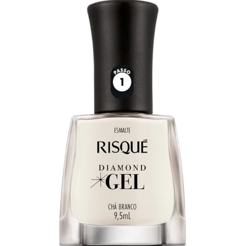 ESMALTE RISQUE DIAMOND GEL CHA BRANCO SEM BLISTER DISPLAY 6U