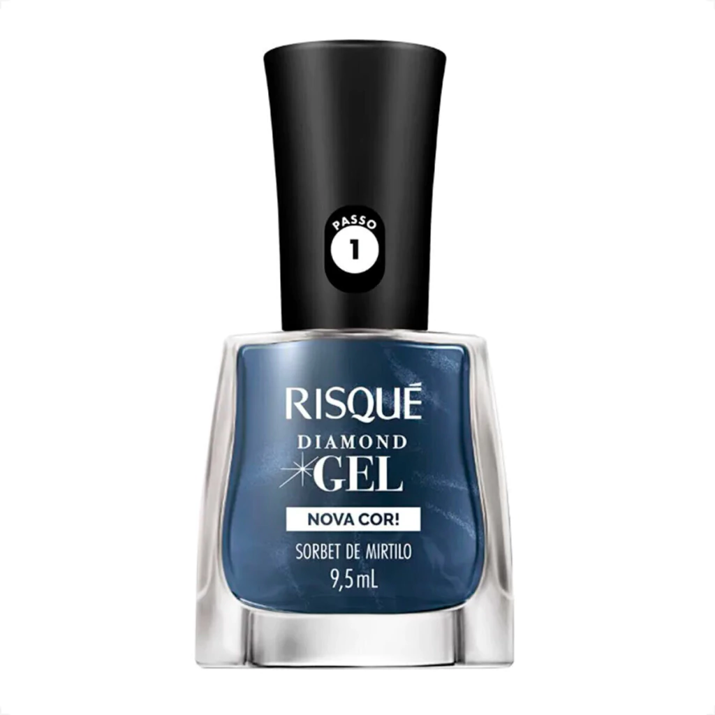 ESMALTE RISQUE DIAMOND GEL SORBET DE MIRTILO SEM BLISTER DISPLAY 6U