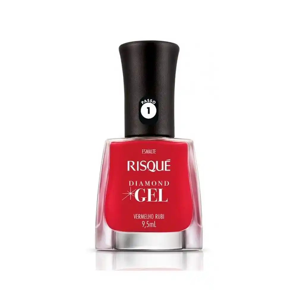 ESMALTE RISQUE DIAMOND GEL VERMELHO RUBI SEM BLISTER DISPLAY 6U