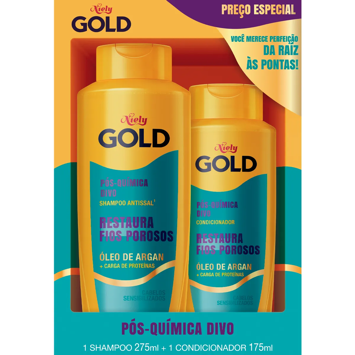 KIT SH 275ML+COND 175ML NIELY GOLD POS QUIMICA DIVO