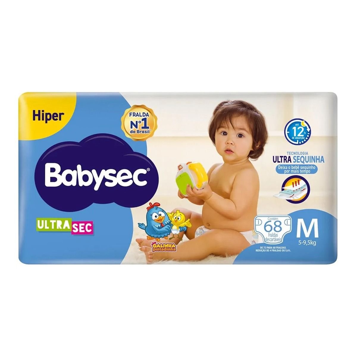 FRALDA BABYSEC GALINHA PINTADINHA HIPER M 68U