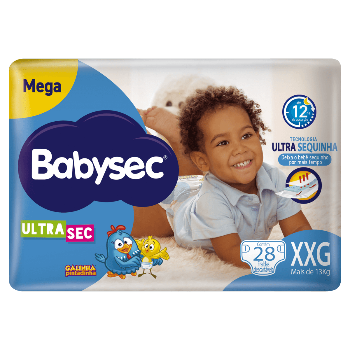 FRALDA BABYSEC GALINHA PINTADINHA MEGA XXG 28U