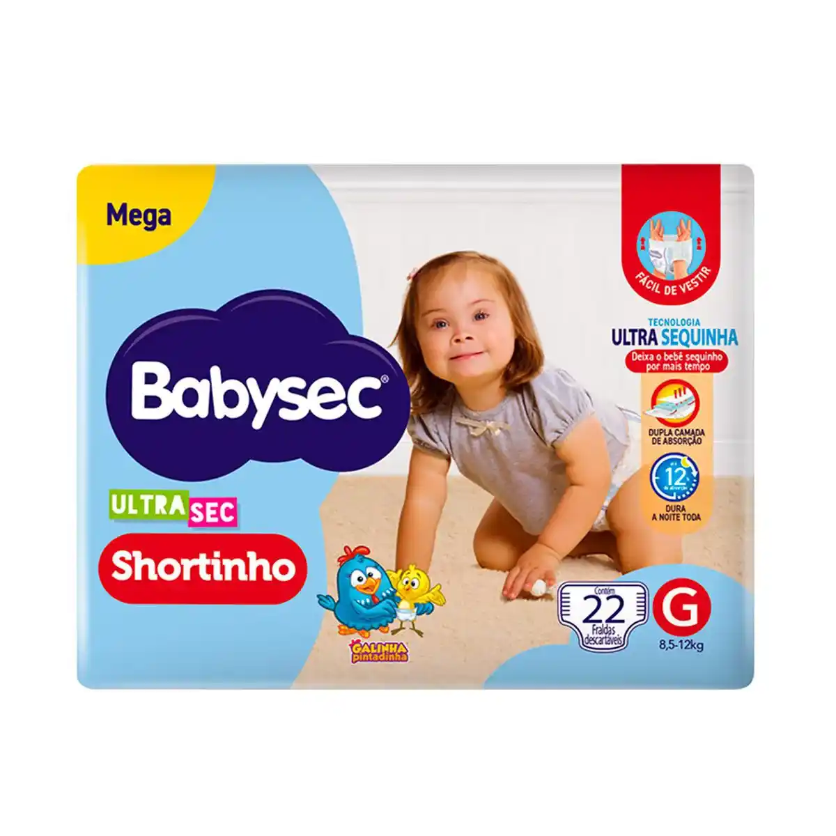 FRALDA BABYSEC GALINHA PINTADINHA MEGA SHORTINHO G22U