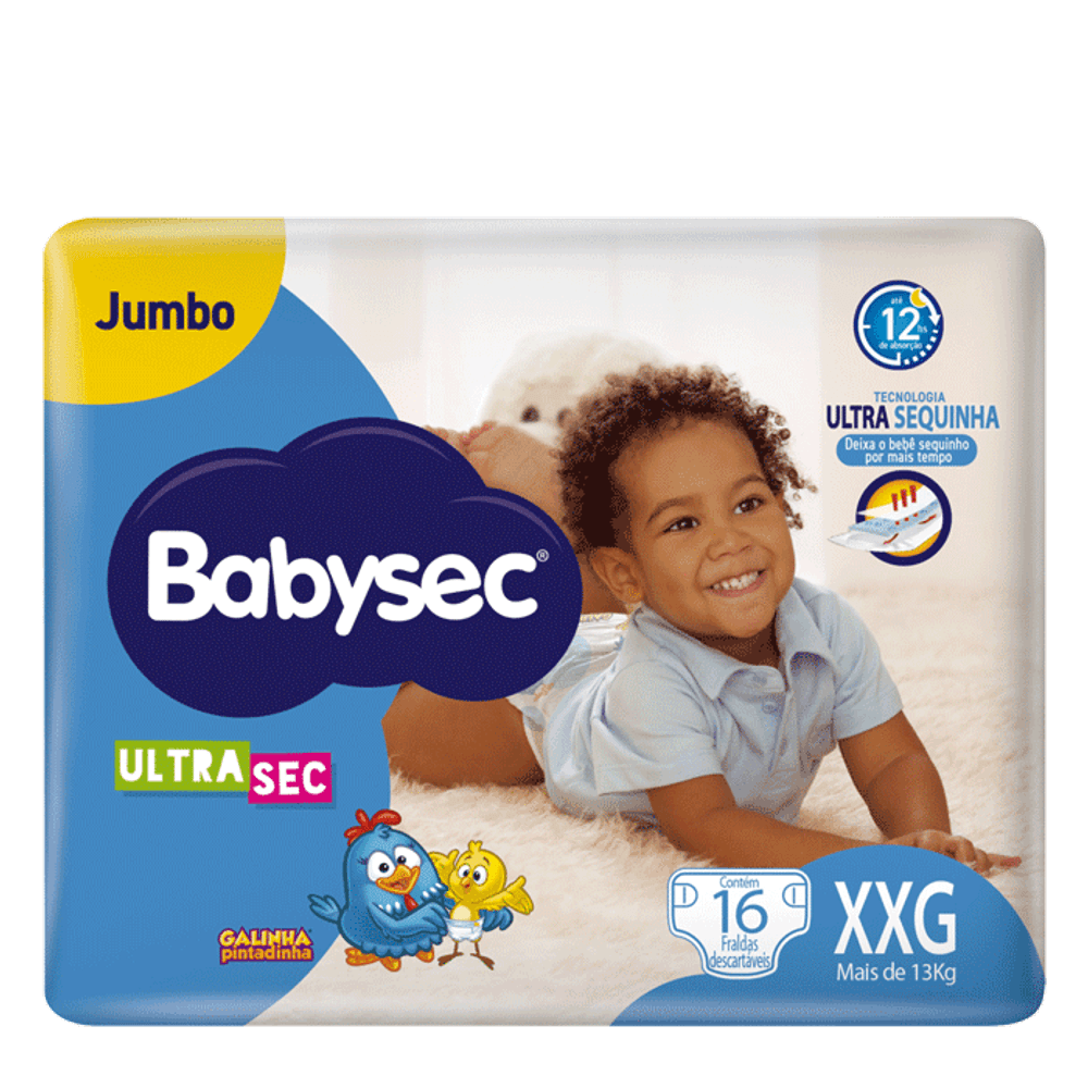 FRALDA BABYSEC GALINHA PINTADINHA MEGA SHORTINHO XXXG16U