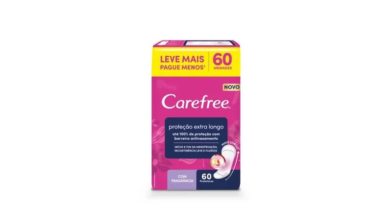 PROTETOR DIARIO CAREFREE PROTEÇÃO 60U COM PERFUME EXTRA LONGO