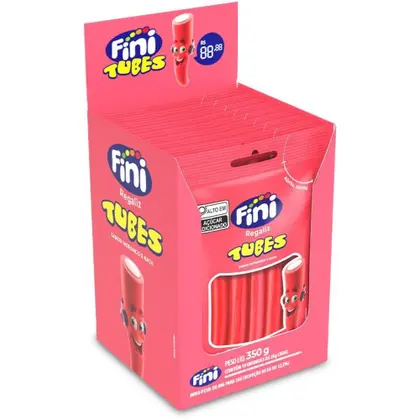 GELATINAS FINI TUBES MORANGO 35G DISPLAY 10U