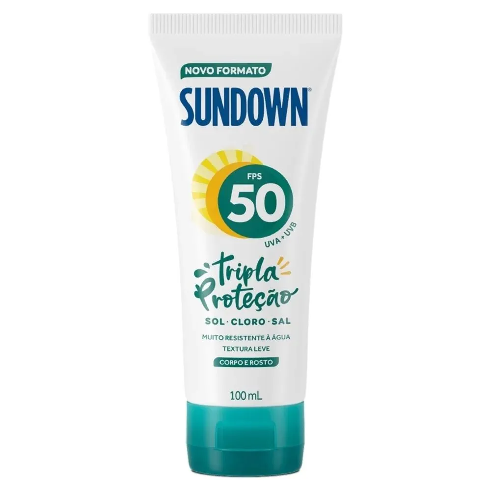PROTETOR SOLAR SUNDOWN FATOR 50 TRIPLA PROTECAO 100ML