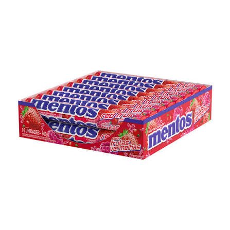 BALA MASTIGÁVEL MENTOS FRUTAS VERMELHAS STICK 37,5G DISPLAY 16U